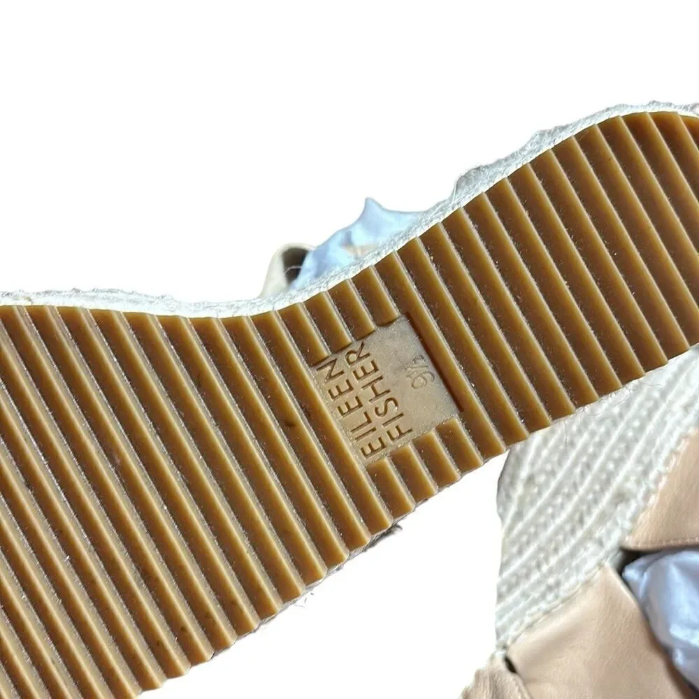Eileen fisher Willow wedge sandals leather ankle strap espadrilles 9.5‎